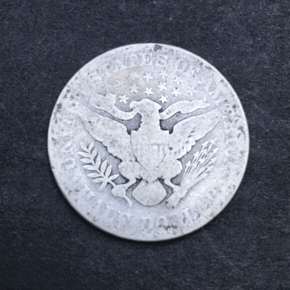 1899 BARBER SILVER HALF DOLLAR Circulated See Photographs For Condition - Picture 5 of 6